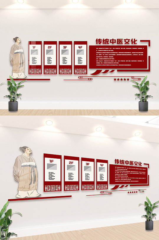 中药医疗医院中医 医院科室文化墙