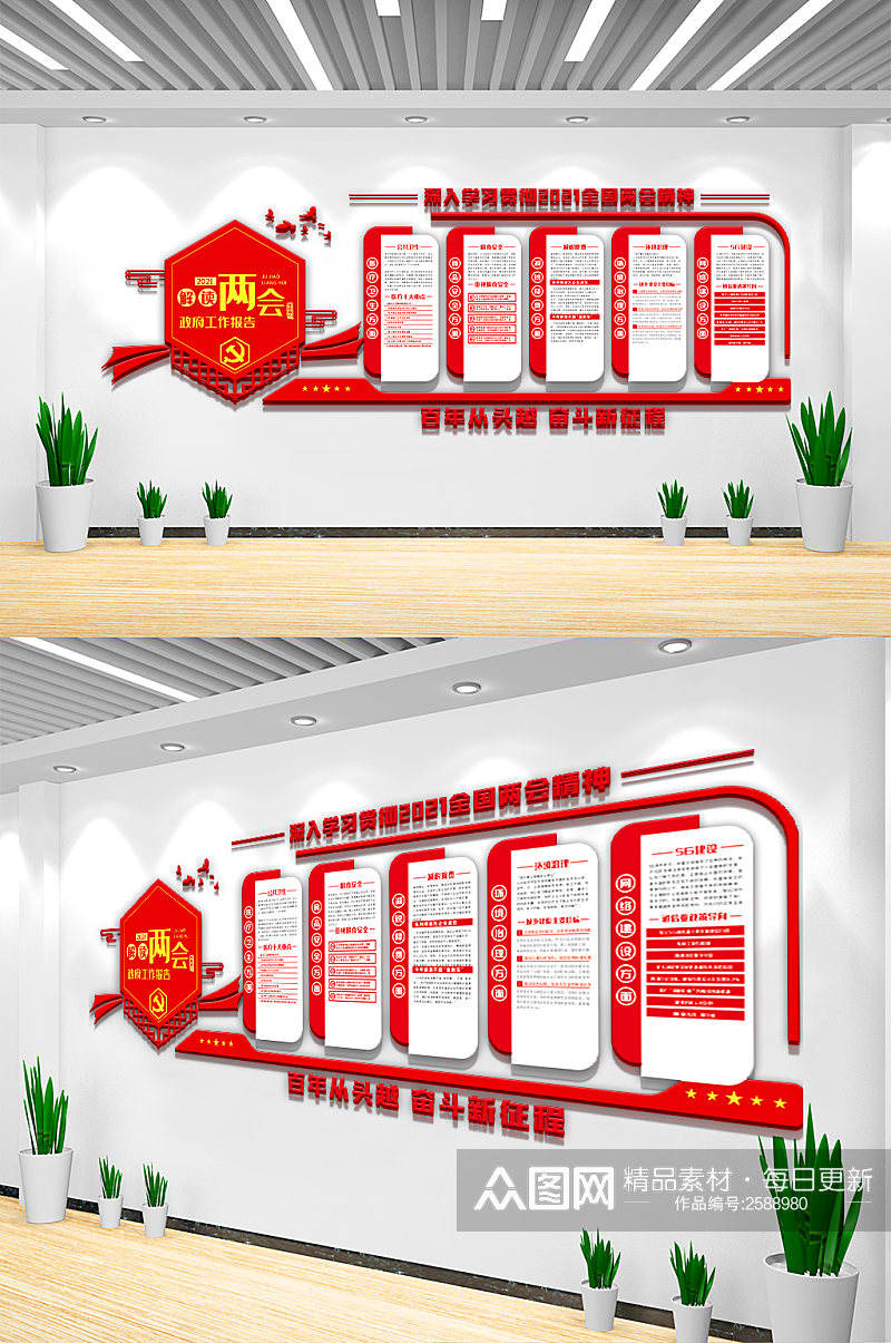 解读2021两会工作报告文化墙设计素材
