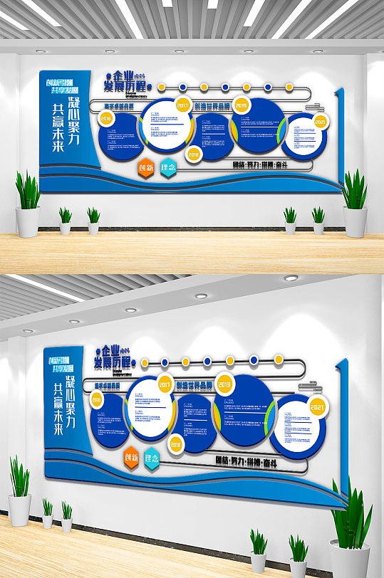 企業(yè)發(fā)展歷程內(nèi)容文化墻設(shè)計(jì)模板