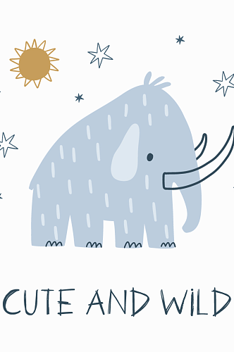 卡通可爱动物大象元素