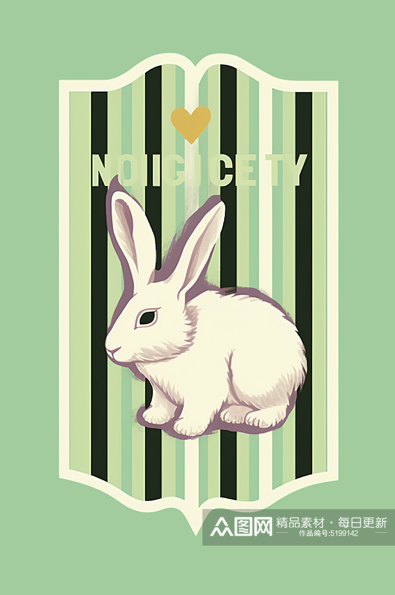 创意绿色动物兔子元素素材