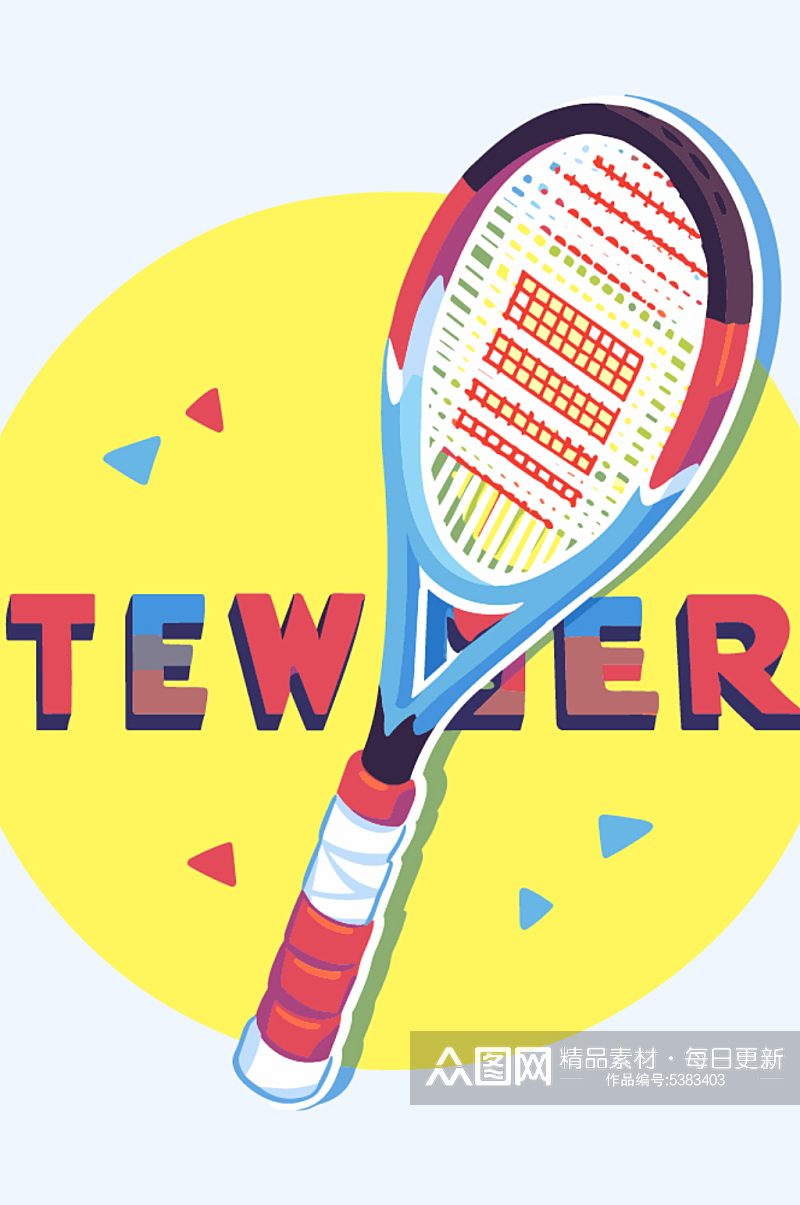 卡通网球球拍设计素材素材