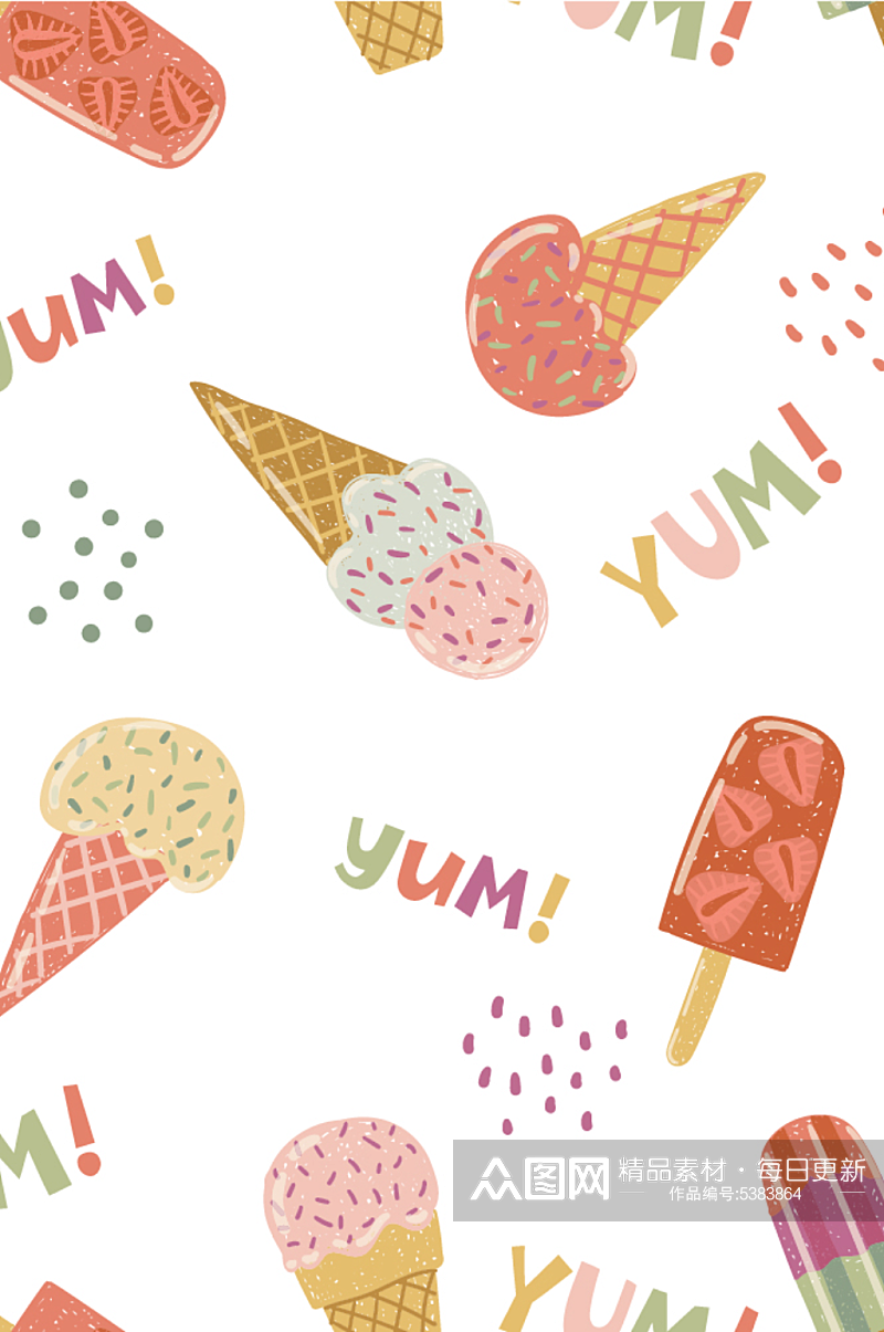 卡通冰淇淋元素背景素材