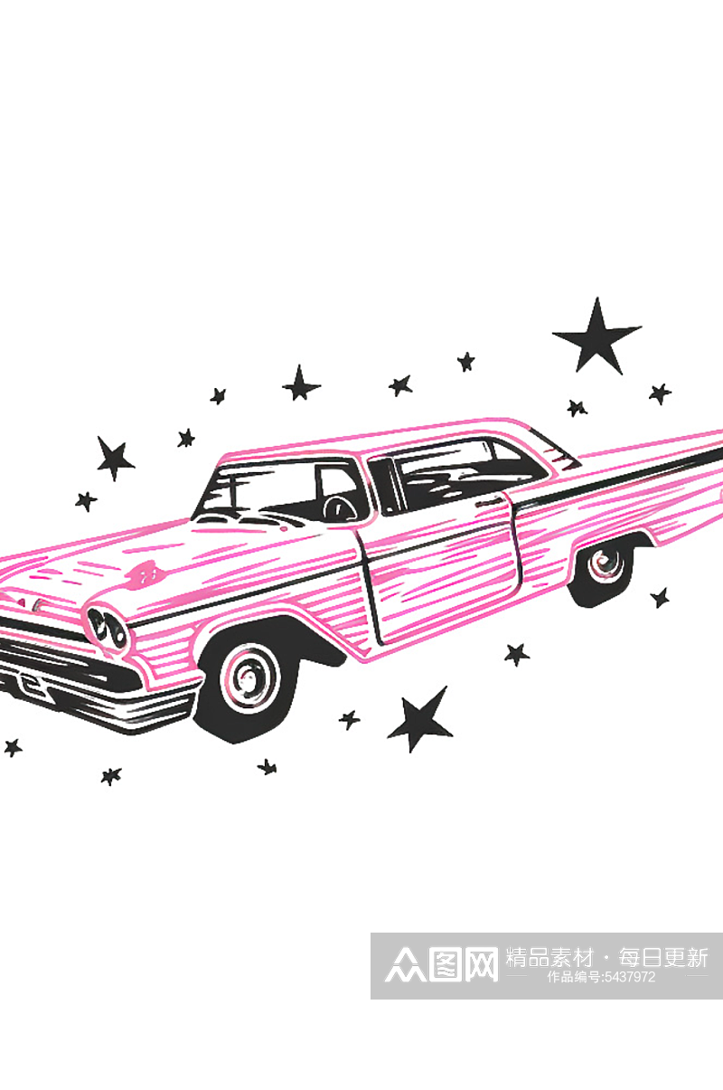 粉色涂鸦汽车设计元素素材