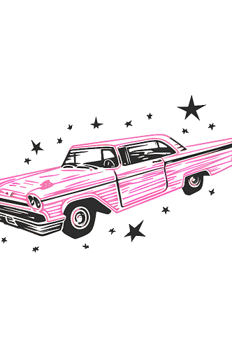 粉色涂鸦汽车设计元素