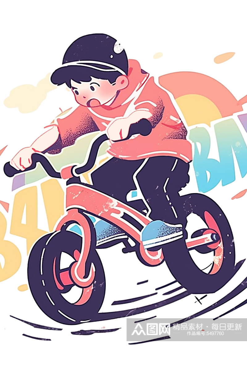 创意卡通自行车人物背景图片素材