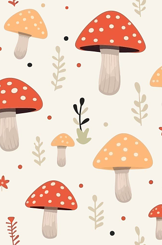 插画风蘑菇背景图片