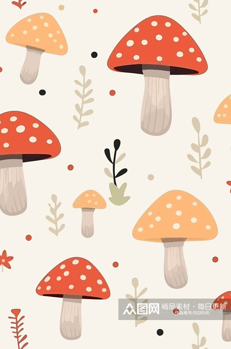 插画风蘑菇背景图片素材