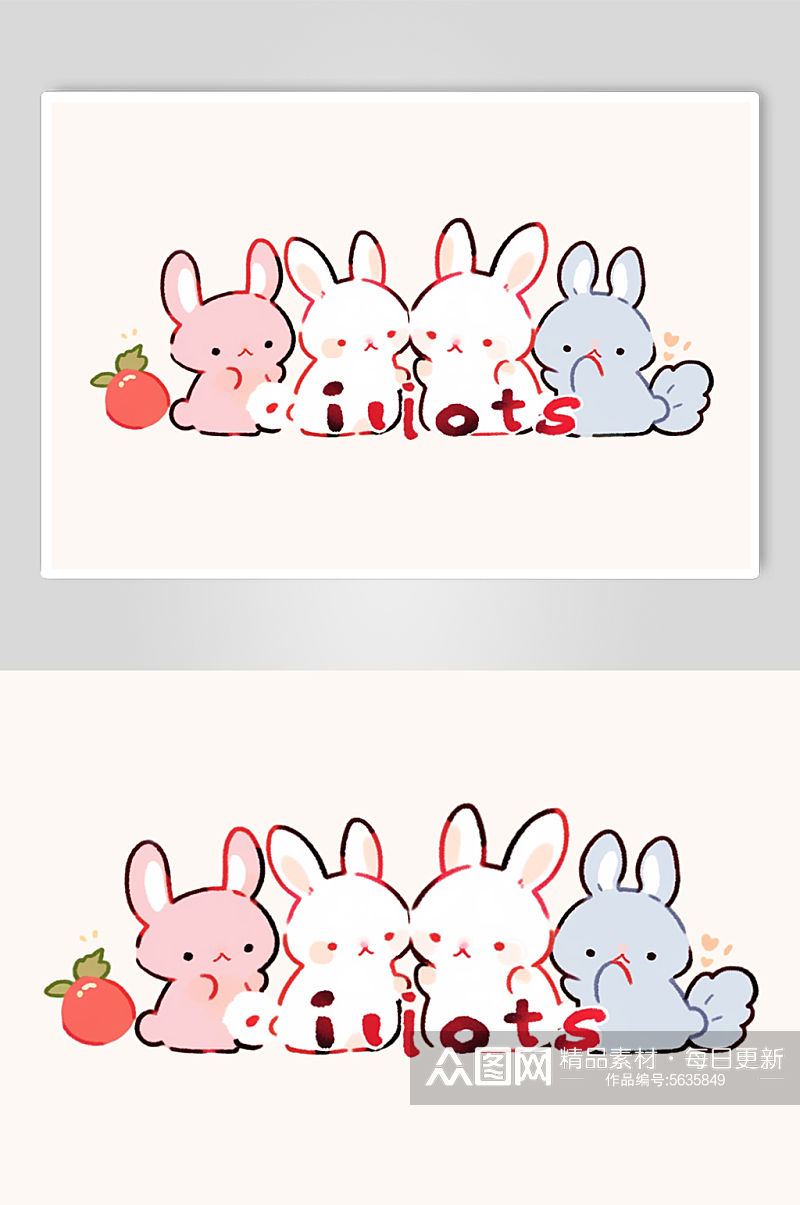 动物兔子简笔卡通背景素材