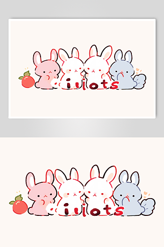 动物兔子简笔卡通背景
