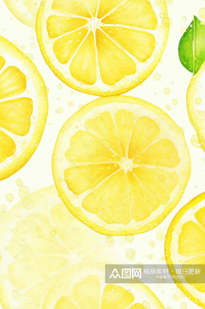 果蔬柠檬水彩背景素材