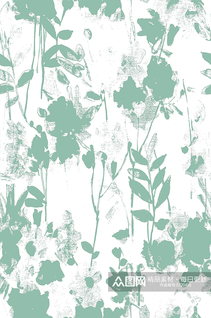 创意浅蓝色植物图案元素素材
