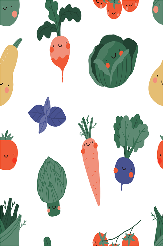 拟人蔬菜图案背景