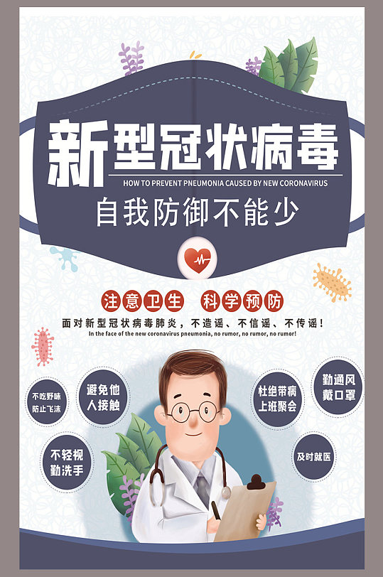 新型冠状病毒肺炎预防海报