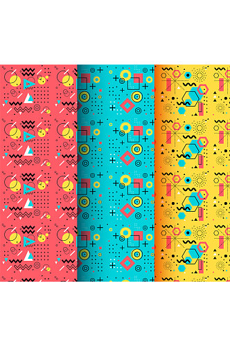 彩色孟菲斯风格无缝背景设计矢量图