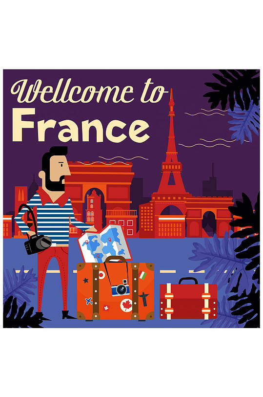 法国旅游免扣背景