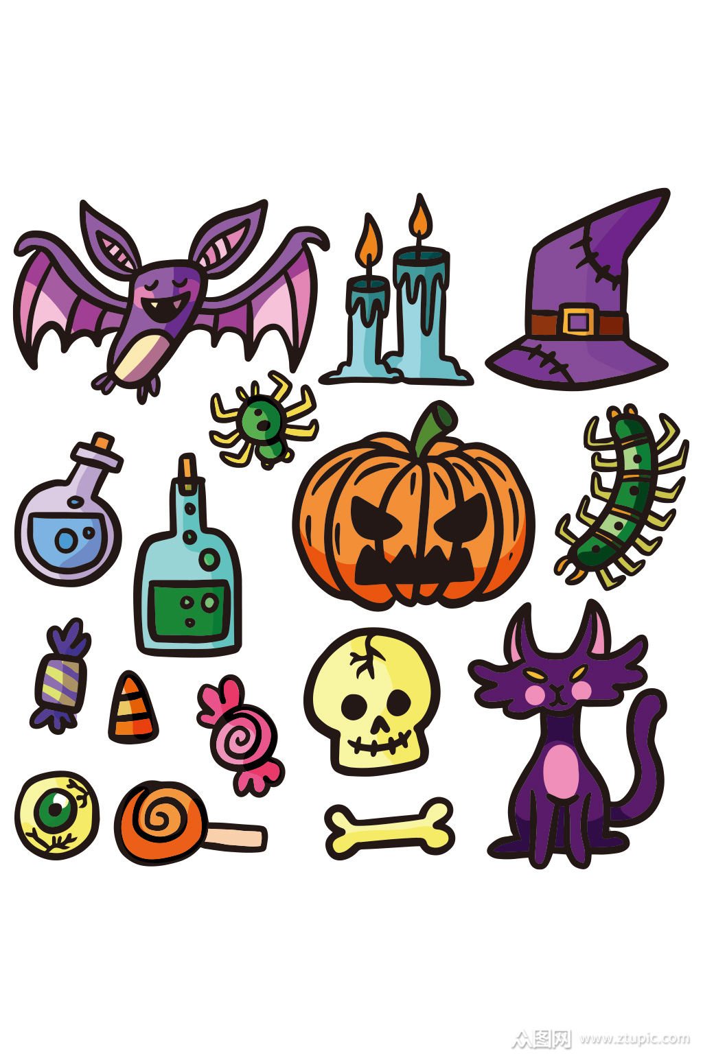 万圣节卡通矢量元素万圣节元素素材