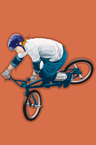 骑自行车男孩免扣背景元素设计