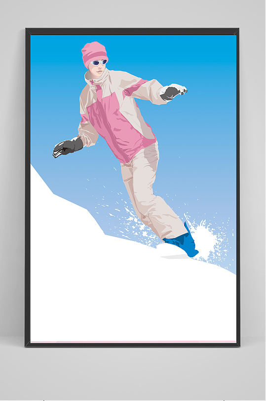 蓝色滑雪免扣背景设计