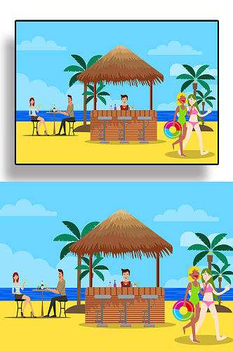 海滩免抠背景设计