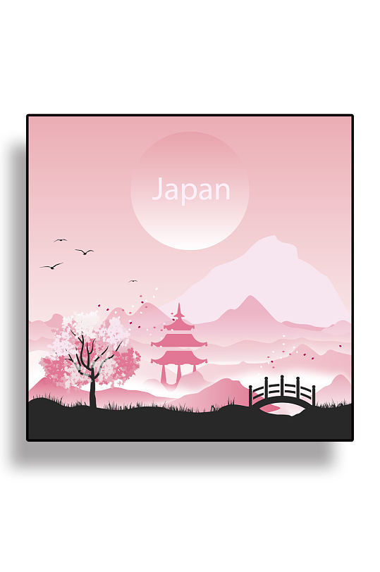 日本建筑免扣背景设计