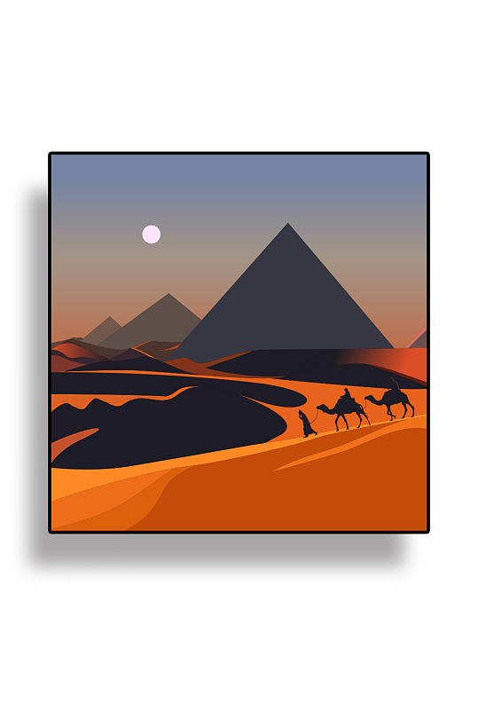 沙漠骆驼免抠背景设计