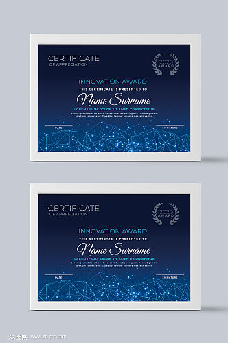 蓝色科技荣誉证书模板设计