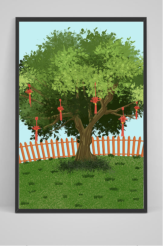 精品手绘许愿树插画设计