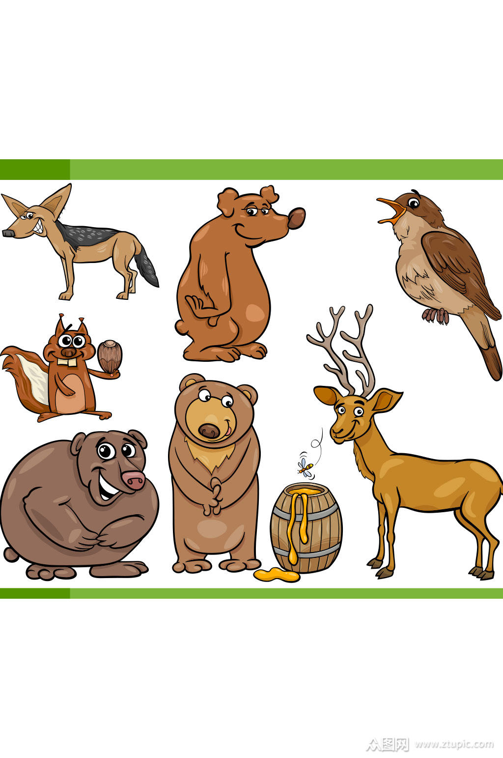 精美时尚卡通动物创意设计元素素材矢量