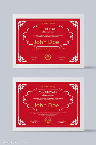 红色简洁荣誉证书模板设计