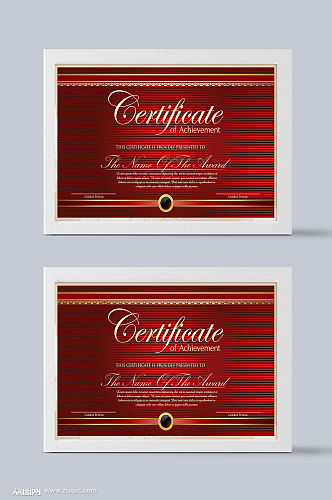 红色资格证书模板设计