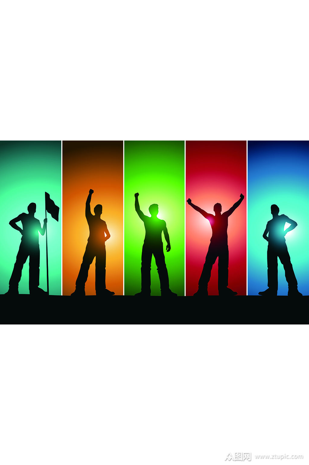 精美彩色渐变人物设计元素素材矢量