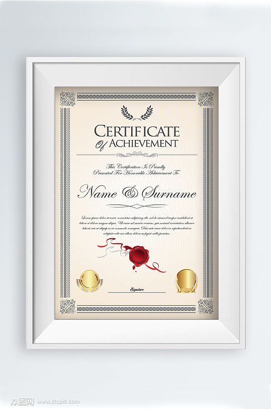 个人荣誉证书模板设计-众图网