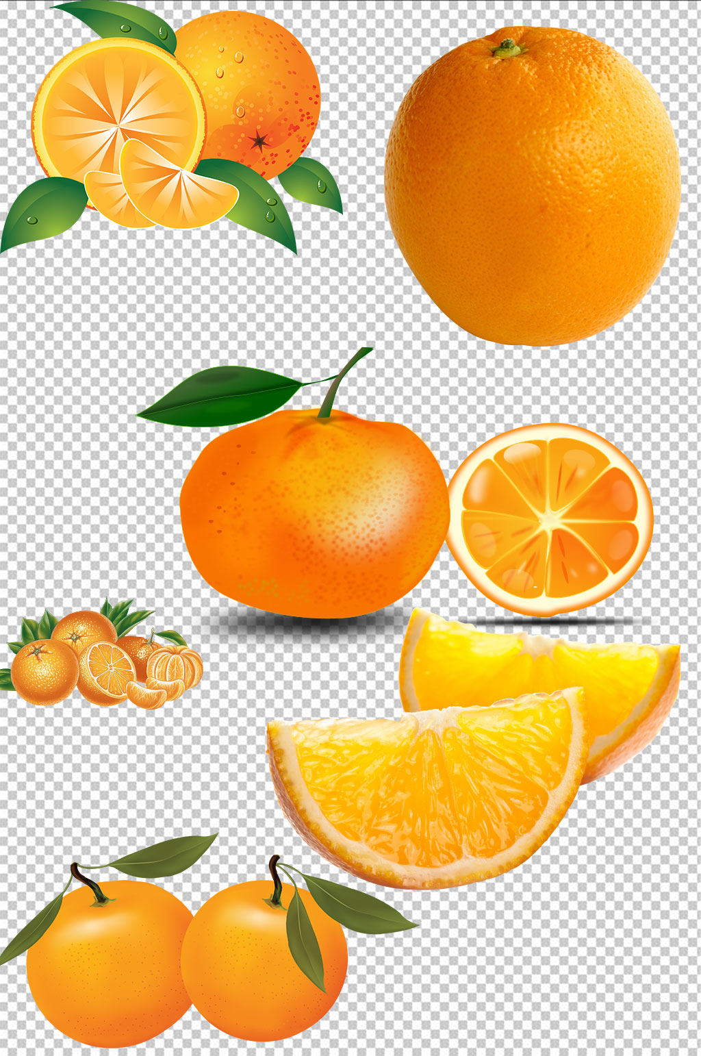 ps画橙子和切开图图片