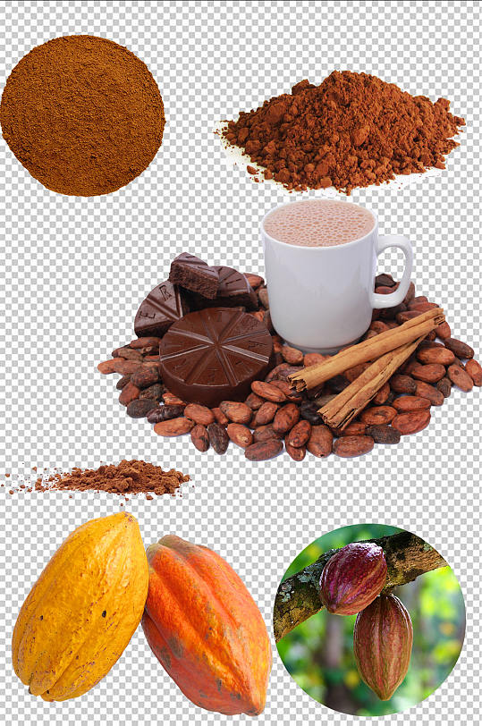 咖啡粉咖啡豆免扣素材设计