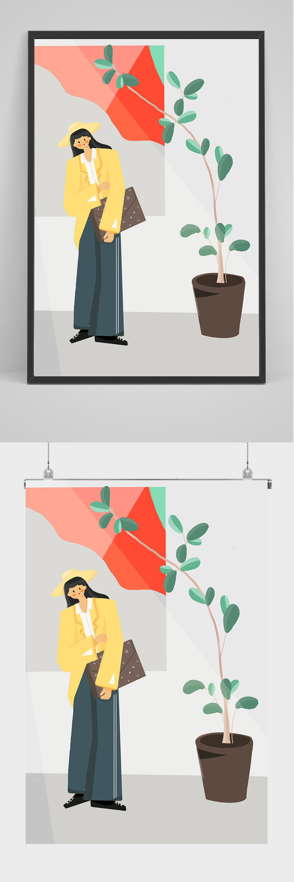 精品商务女性手绘插画设计素材