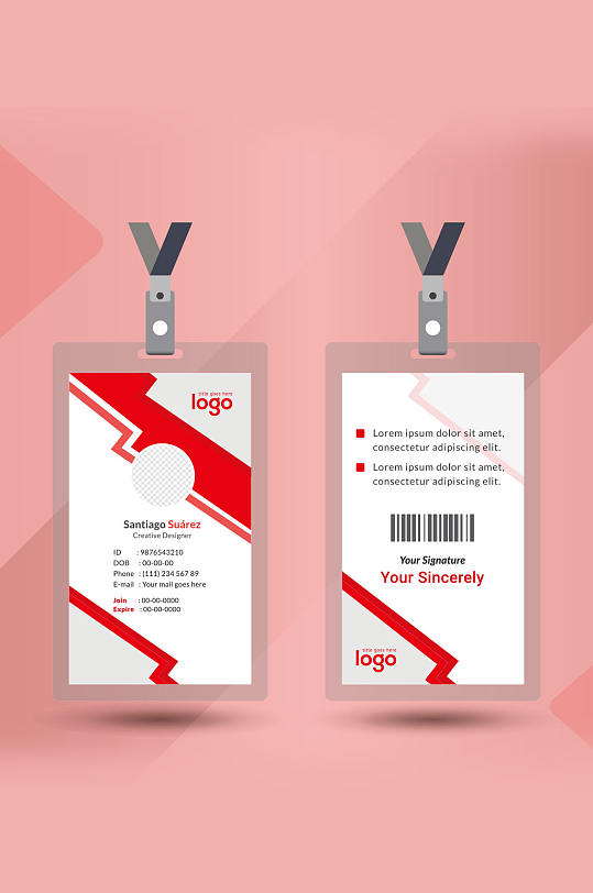 公司胸卡模板设计-众图网