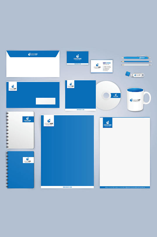 蓝色企业VI样机-众图网