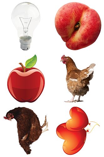 灯泡苹果母鸡气球元素设计