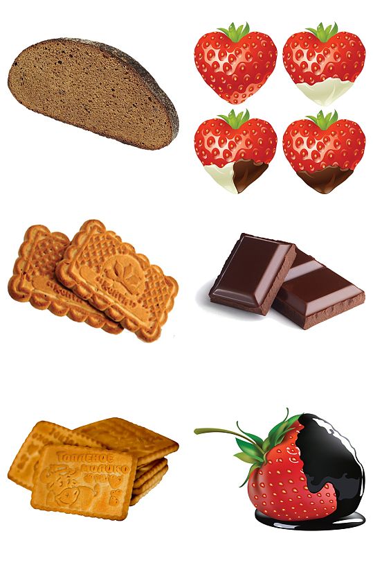 草莓饼干巧克力面包免扣元素设计