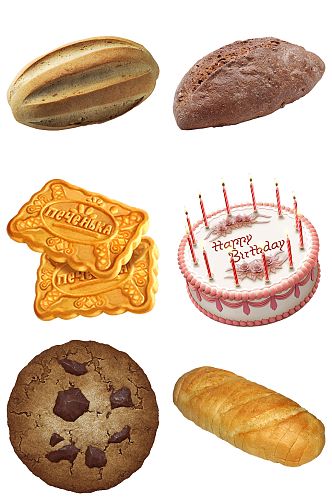 面包饼干生日蛋糕免扣元素设计
