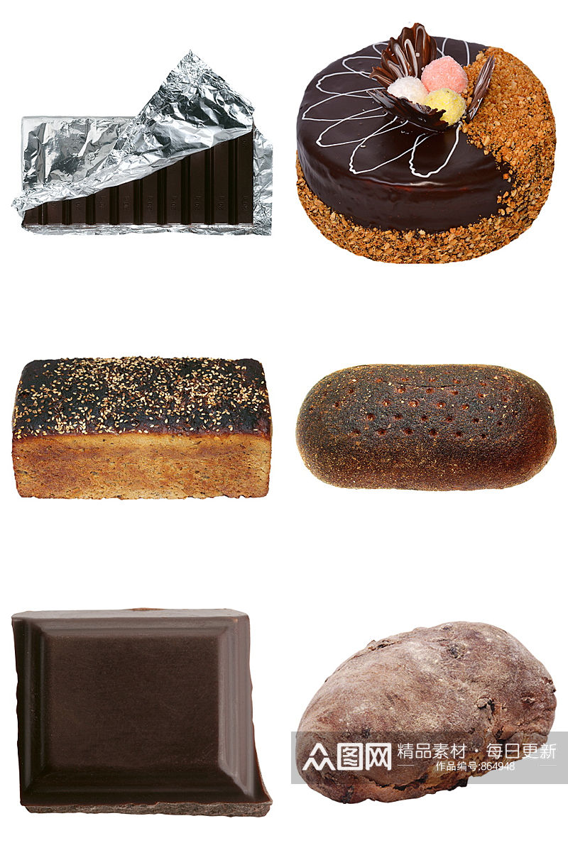 巧克力面包生日蛋糕免扣元素设计素材