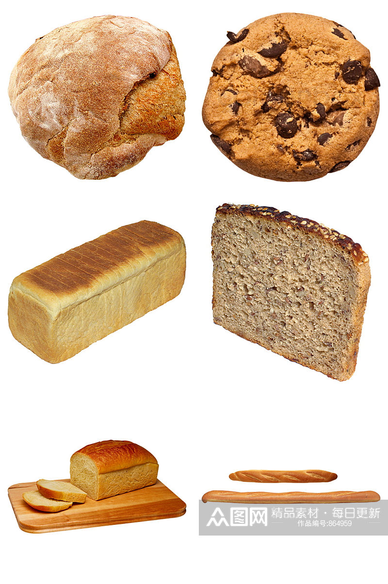 长面包和面包片桃酥免扣素材设计素材