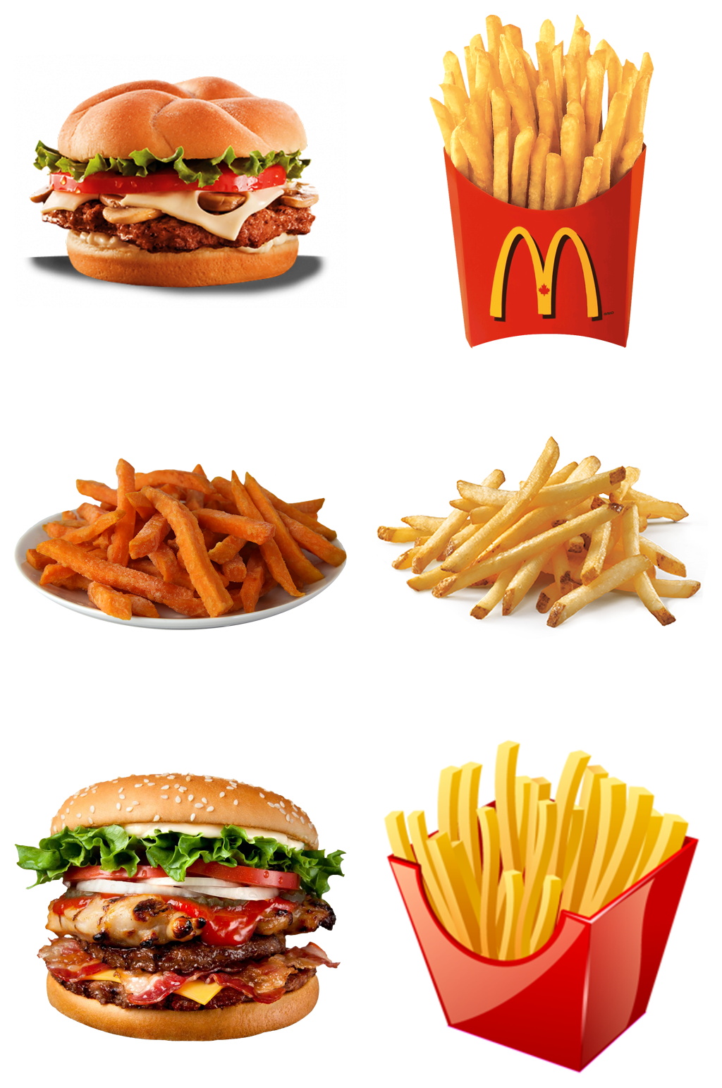 牛肉汉堡薯条免扣素材设计