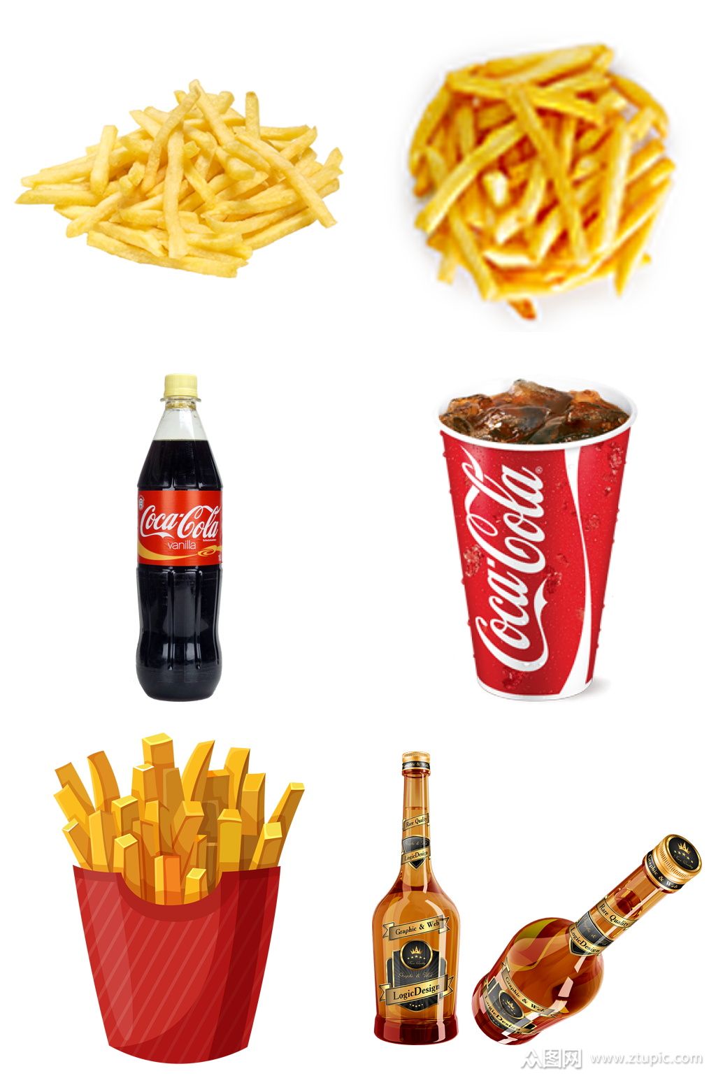 薯条可乐洋酒免扣素材设计