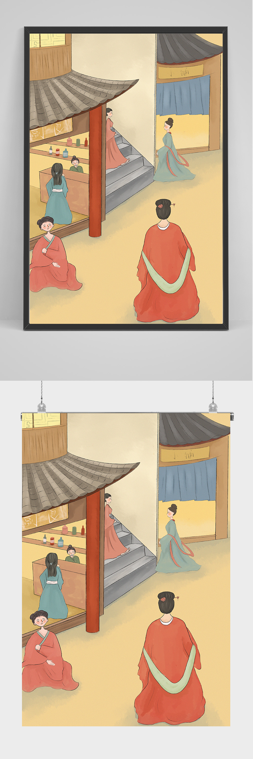 精品手绘古代人物插画设计素材