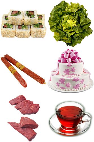肉类茶饮青菜设计元素素材
