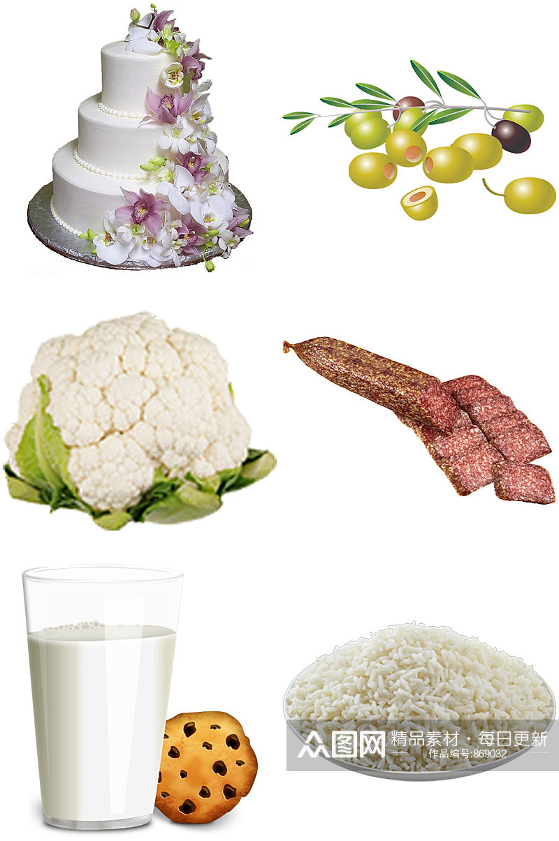 大米蛋糕腊肠牛奶食品创意设计元素素材素材