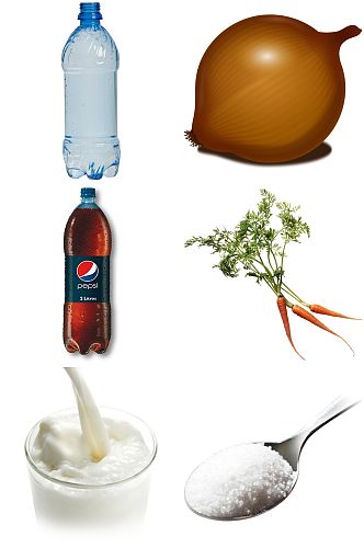 可乐矿泉水牛奶洋葱食品创意设计元素素材