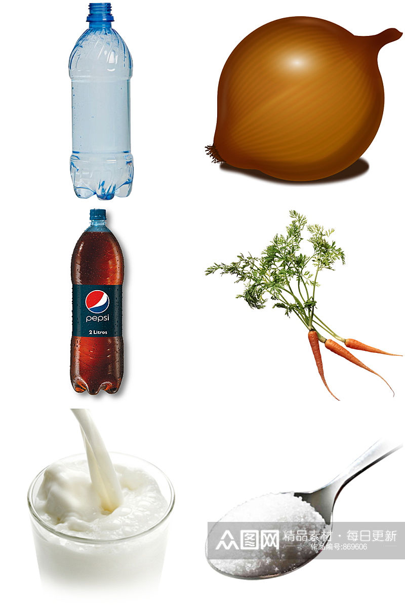 可乐矿泉水牛奶洋葱食品创意设计元素素材素材